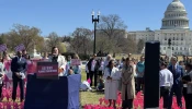 SBA Pro-Life America President Marjorie Dannenfelser speaks in front of the Capitol on March 27, 2025, in Washington, D.C. “This movement is completely unified in its first priority, and that is to defund big abortion in this reconciliation bill,” she said.