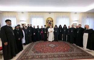 “If the devil divides, the creed unites!” the pope said in his Feb. 6, 2025, remarks to a visiting group of priests and monks of the Oriental Orthodox churches, including Armenian, Coptic, Ethiopian, Eritrean, Malankar, and Syriac. Credit: Vatican Media