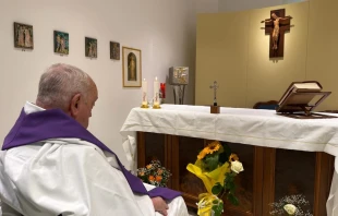 The Vatican on Sunday, March 16, 2025, shared the first photo of Pope Francis since he entered Gemelli Hospital on Feb. 14. Credit: Holy See Press Office