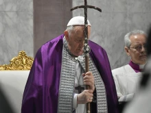 Pope Francis presides over Ash Wednesday Mass at the Basilica of Santa Sabina in Rome on Feb. 14, 2024.