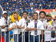 Young men attending the encounter with youth with Pope Francis at the Sir John Guise Stadium, Papua New Guinea, Sept. 9, 2024.