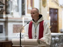 Bishop Erik Varden, OCSO, of the Catholic Territorial Prelature of Trondheim, Norway, at the vespers at Santa Maria dell’Anima in Rome.