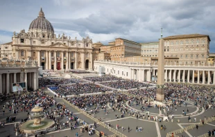 Pilgrims gather in St. Peter's Square for a Mass and canonization of 14 new saints on Sunday, Oct. 20, 2024. Credit: Daniel Ibáñez/CNA