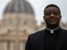 Father Augustine Deji Dada, a Missionary of Mercy priest, is seen at the Vatican in Rome, Thursday, March 27, 2025.