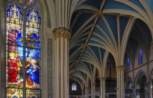 The interior of St. Alphonsus Liguori "Rock" Catholic Church in St. Louis. Father Rick Potts