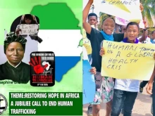 A poster announces a campaign organized by the Pan-African Catholic Theology and Pastoral Network (PACTPAN) to end human trafficking.