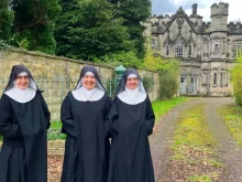 Three Benedictine Sisters of Mary, Queen of Apostles, are all smiles at Colwich Abbey in Staffordshire, England.