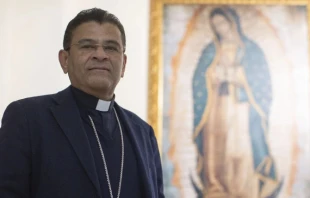 Bishop Rolando Álvarez in Rome. Credit: Daniel Ibáñez/EWTN News