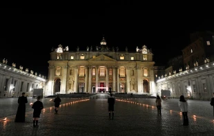 A candlelight Stations of the Cross in St. Peter’s Square on Good Friday 2021. Credit: Vatican Media