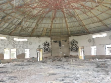 St. Paul's Church, in Imphal, capital of Manipur state, after the church was set on fire in 2023.