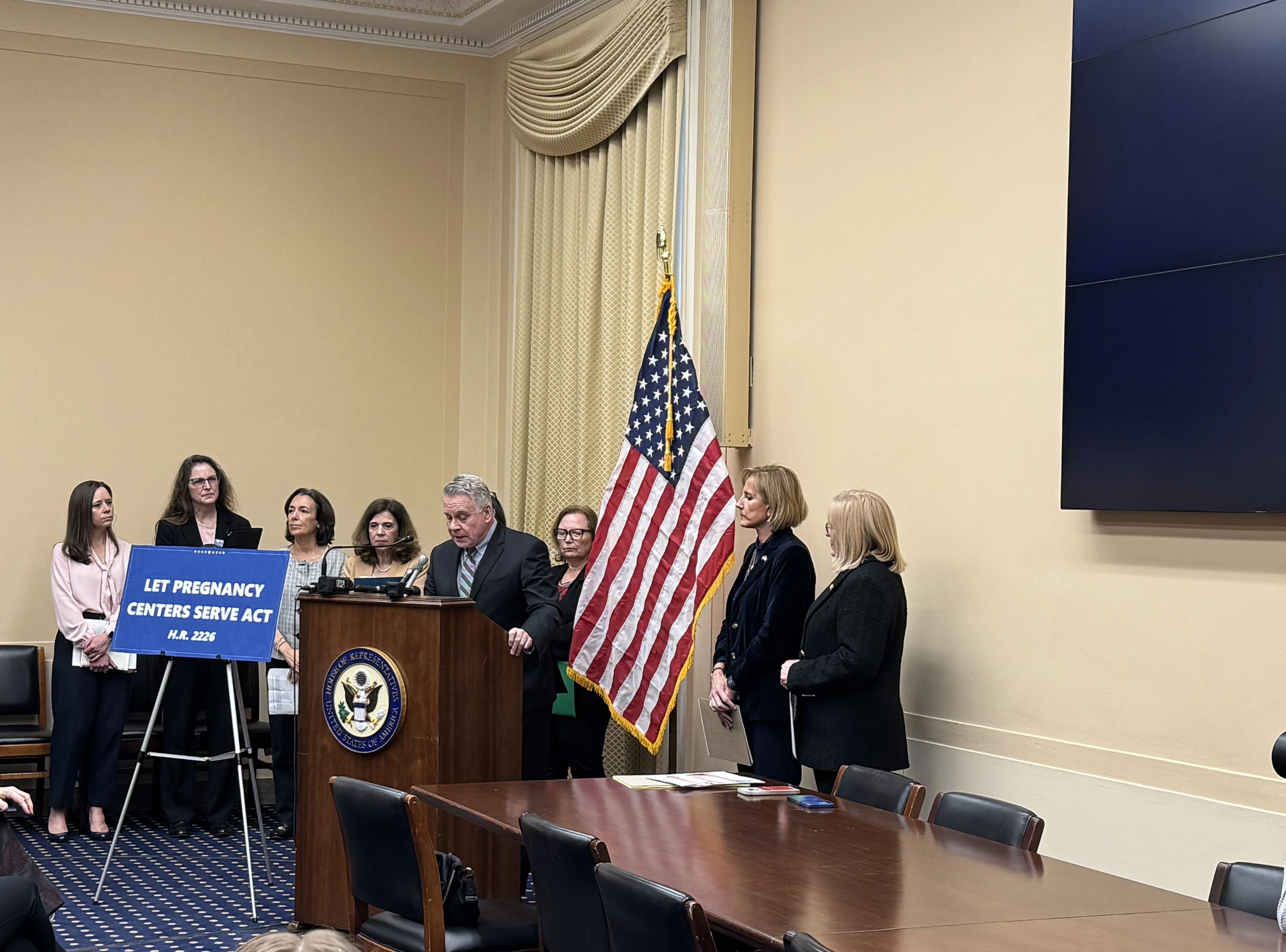 Rep. Chris Smith, R-New Jersey, co-chair of the Congressional Pro-Life Caucus, speaks during a presentation of the Let Pregnancy Centers Serve Act, which protects pregnancy care facilities, at a March 24, 2025, press conference in the U.S. Capitol.?w=200&h=150