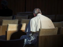 Pope Francis takes part in the Roman Curia’s Lenten retreat in Ariccia, Italy, in March 2016.