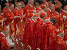 The College of Cardinals celebrates Mass March 12, 2013, before entering the Sistine Chapel for the papal conclave.