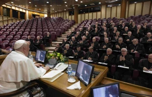 Pope Francis meets with the Spanish bishops at the Vatican on Nov. 28, 2023. Credit: Vatican Media