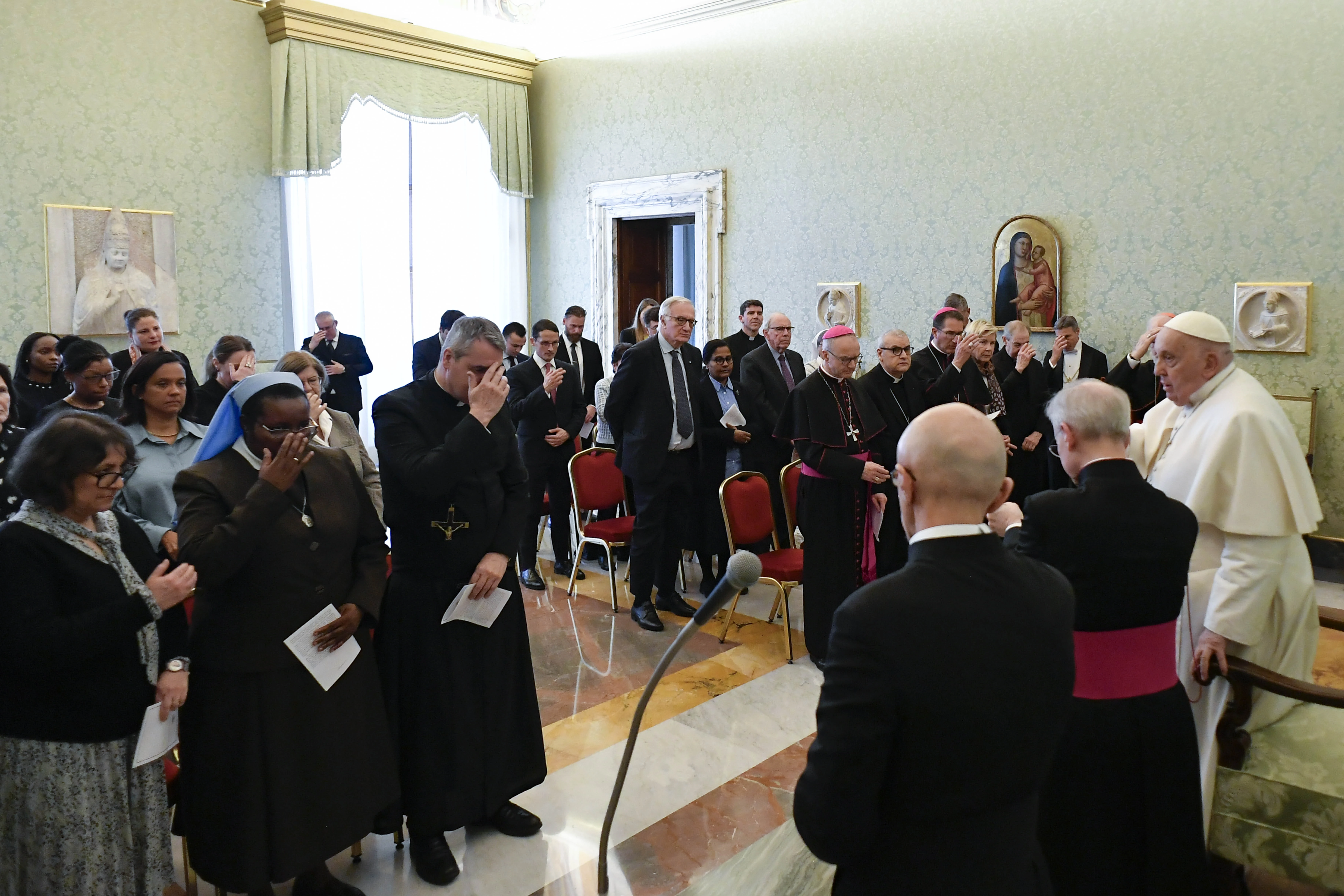 Pope Francis joins the Pontifical Commission for the Protection of Minors in prayer at the Vatican on March 7, 2024.?w=200&h=150