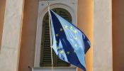 The flag of the European Union flying in Rome.