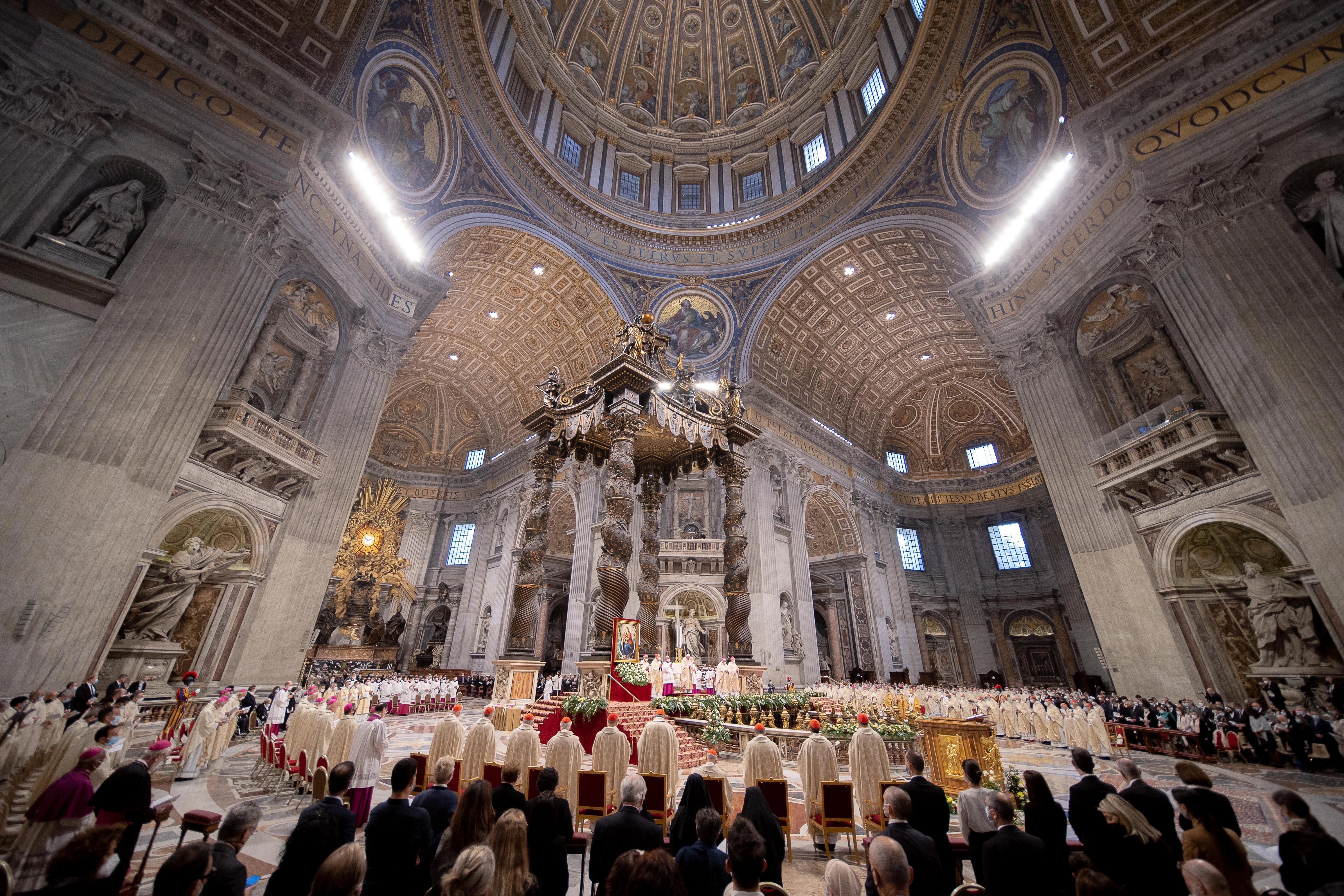 Catholics attend the Mass and episcopal ordination of two new bishops in St. Peter's Basilica Oct. 17, 2021.?w=200&h=150