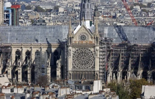 The rose window of Notre-Dame de Paris Cathedral is seen a few weeks before its reopening to the public scheduled for Dec. 7, 2024, on Oct. 25, 2024, in Paris. Credit: Chesnot/Getty Images