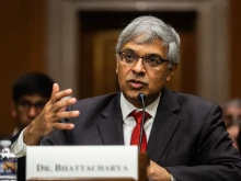 Jay Bhattacharya testifies during a U.S. Senate Committee on Health, Education, Labor, and Pensions hearing on his nomination to be director of the National Institutes of Health (NIH) on Capitol Hill in Washington, D.C., on March 5, 2025.