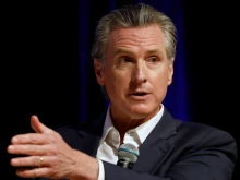 California Gov. Gavin Newsom speaks at East Los Angeles College on Feb. 26, 2025, in Monterey Park, California.