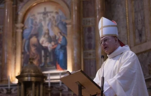 Cardinal Gianfranco Ghirlanda, SJ, takes possession of his titular church in Rome, the Church of the Gesù, on Dec. 8, 2022. Credit: Daniel Ibanez/CNA