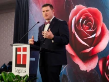 Legatus President Stephen Henley speaks at the organization’s 2025 annual conference in February in Naples, Florida.