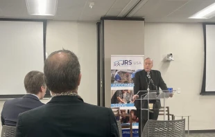 Cardinal Robert McElroy speaks at the conference “Catholic Social Teaching and Work with Migrants and Refugees at a Time of Uncertainty” on March 24, 2025, in Washington, D.C. Credit: Madalaine Elhabbal/CNA