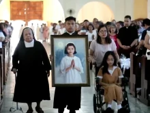 Exposition of the official portrait of Servant of God Niña Ruíz-Abad on April 7, 2024, at the Cathedral of St. William the Hermit in Laoag City, Philippines.