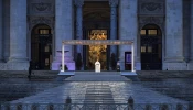 Pope Francis gives an extraordianry urbi et orbi blessing in St. Peter's Square, March 27, 2020.