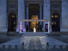 Pope Francis gives an extraordianry urbi et orbi blessing in St. Peter's Square, March 27, 2020.
