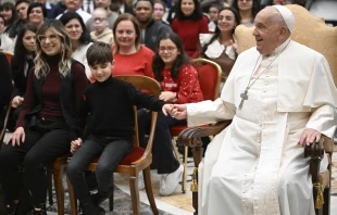 Pope Francis meets with members of the Italian Union of Blind and Partially Sighted People on Jan. 3, 2025, in Clementine Hall at the Vatican. Credit: Vatican Media