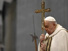 Pope Francis prays during Mass on the solemnity of the Epiphany on Jan. 6, 2025, in St. Peter’s Basilica at the Vatican.