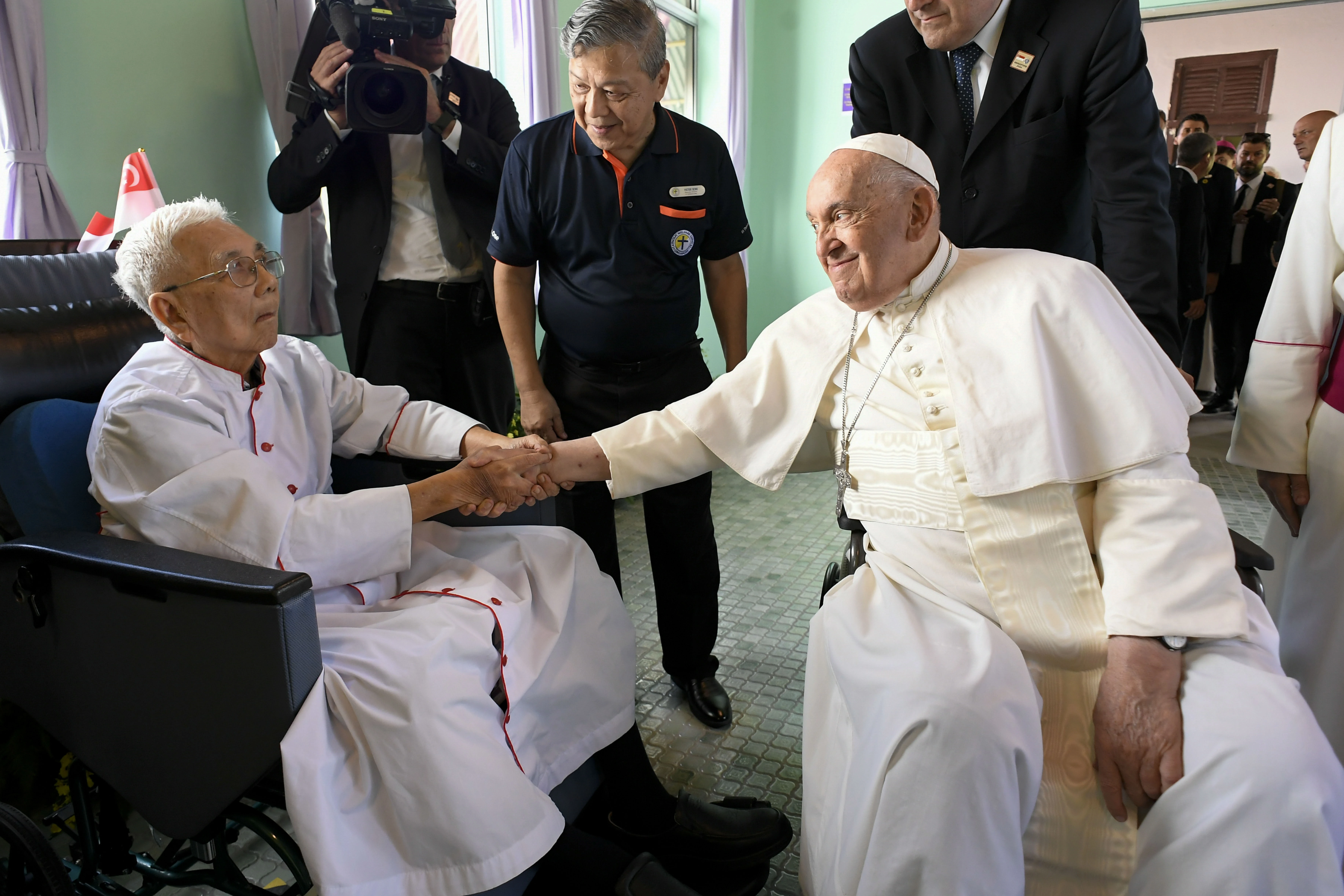 Pope Francis meets with elderly and sick people on his final day in Singapore on Friday, Sept. 13, 2024, marking the conclusion of his 12-day, four-country apostolic journey to Asia and Oceania — the longest trip of his pontificate to date.?w=200&h=150
