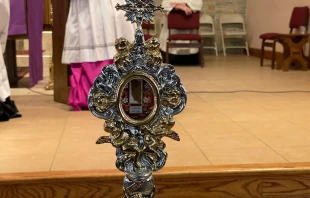 A relic of Blessed Carlo Acutis, a fragment of his pericardium, visits the U.S. at Holy Family Parish in Queens, New York, on April 6, 2022. Credit: Photo courtesy DeSales Media