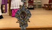 A relic of Blessed Carlo Acutis, a fragment of his pericardium, visits the U.S. at Holy Family Parish in Queens, New York, on April 6, 2022.