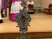 A relic of Blessed Carlo Acutis, a fragment of his pericardium, visits the U.S. at Holy Family Parish in Queens, New York, on April 6, 2022.