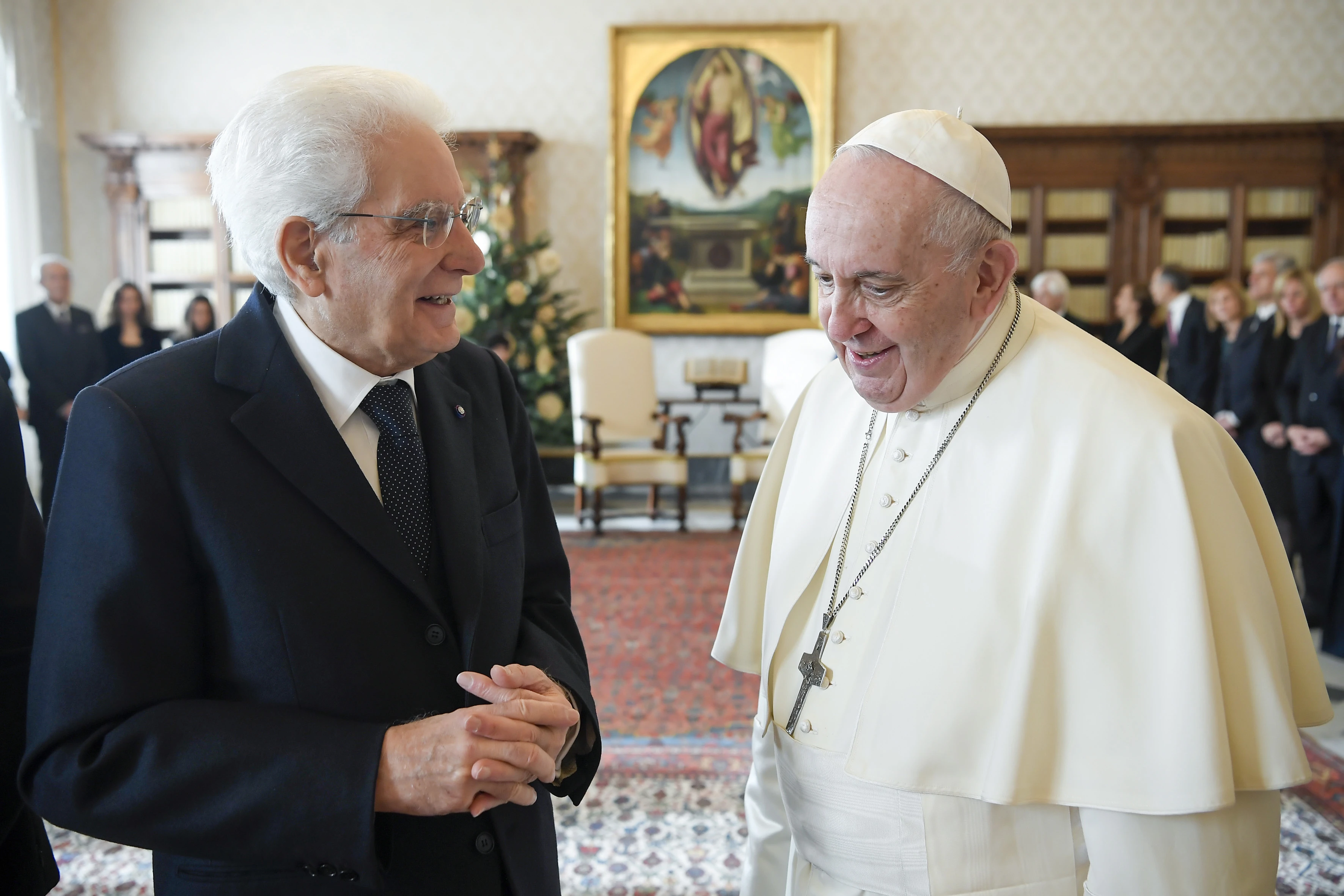 Pope Francis receives in audience Italian President Sergio Mattarella on Dec. 16, 2021. Credit: Vatican Media