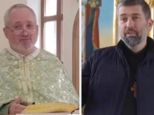 Father Ivan Levystky (left) and Father Bohdan Geleta (right) were held for more than a year after being captured by the Russians in Berdyansk and released on June 28, 2024.