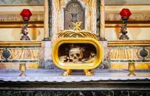 The skull of St. Valentine is kept in the Greek-Catholic Church of Santa Maria in Cosmedin in Rome. Credit: nomadFra/Shutterstock