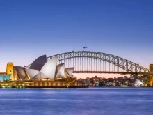 A view of the Opera House in the port zone of Sydney, Australia.