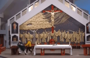 A man attempted to stab the 38-year-old pastor of Holy Ghost Parish in Winnipeg, Manitoba, on Feb. 9, 2025. The suspect has been charged with assault with a weapon, possession of a weapon, and disturbing an assemblage of persons. Credit: Photo courtesy of the Catholic Register