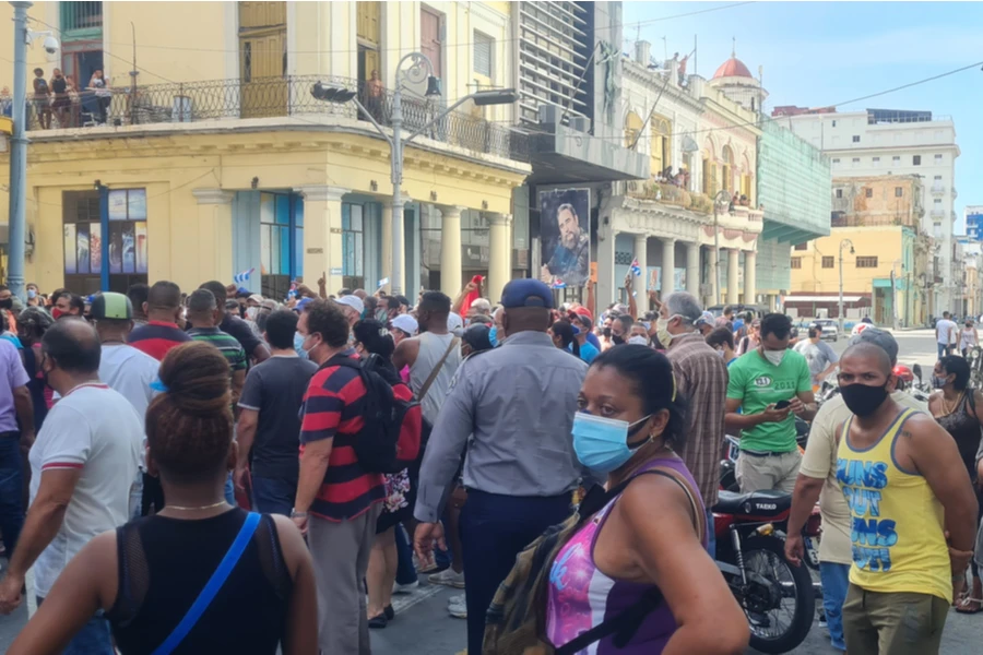 Cubans in Havana protest and cry for freedom on July 11, 2021.?w=200&h=150