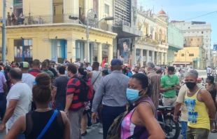 Cubans in Havana protest and cry for freedom on July 11, 2021. Credit: Domitille P/Shutterstock