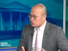 Sebastian Lai speaks to “EWTN News Nightly” anchor Tracy Sabol about his father’s imprisonment on Wednesday, March 12, 2025.