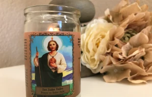 A candle of St. Jude. Credit: Francesca Pollio/CNA