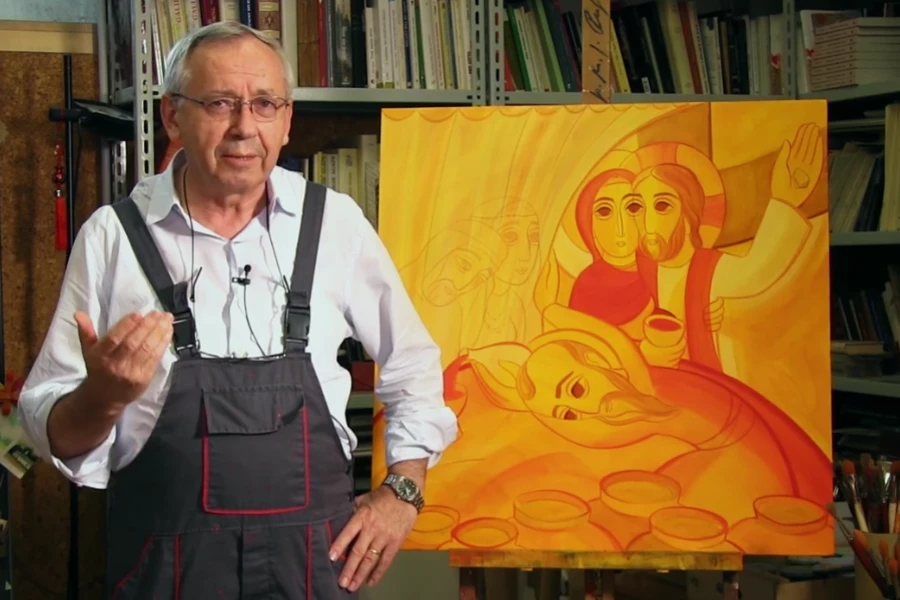 Fr. Marko Ivan Rupnik, S.J., with the official image of the 10th World Meeting of Families in Rome.?w=200&h=150